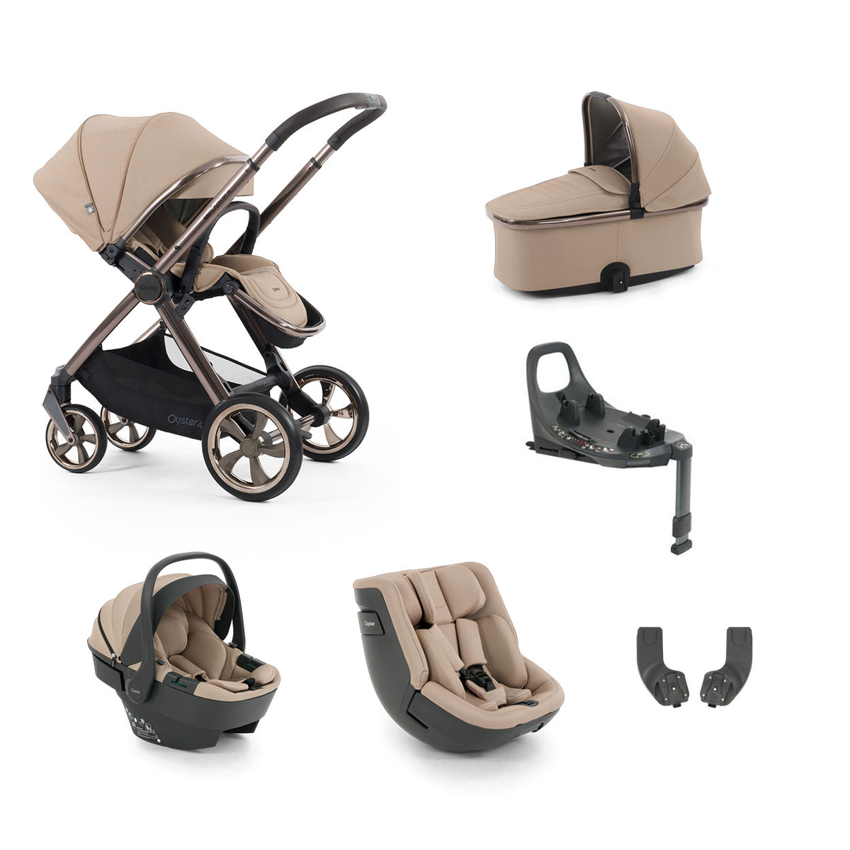 BabyStyle Oyster 4 Essential Baby & Toddler 360 Car Seat Bundle - Fawn