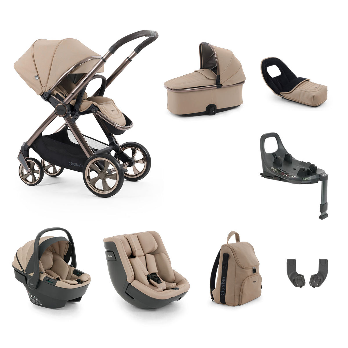 BabyStyle Oyster 4 Luxury Baby & Toddler 360 Car Seat Bundle - Fawn