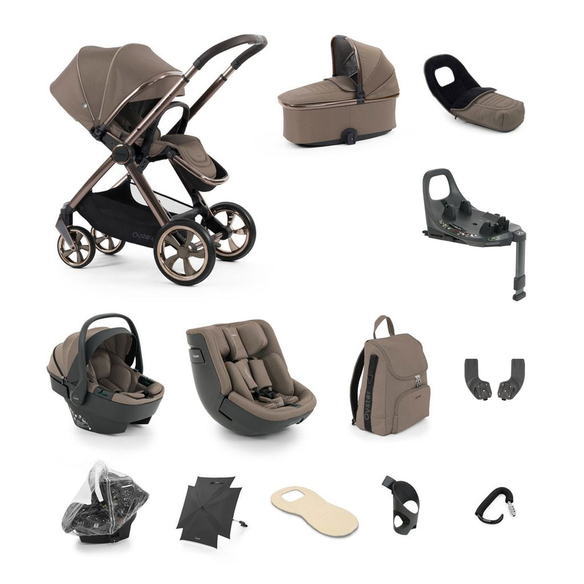 BabyStyle Oyster 4 Ultimate Baby & Toddler 360 Car Seat Bundle - Mink