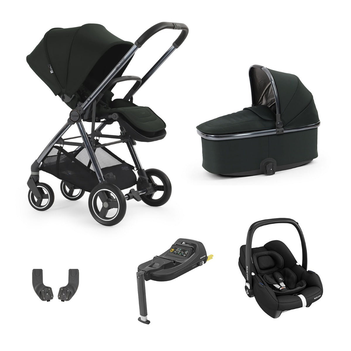 BabyStyle Oyster Gravity+ 5 Piece Maxi-Cosi Cabriofix iSize Bundle - Black Olive 1