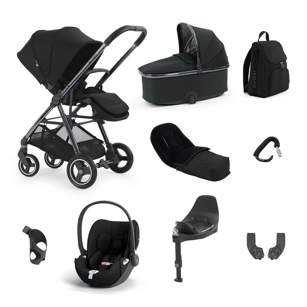 BabyStyle Oyster Gravity+ 9 Piece Cybex Cloud T Bundle - Black Olive 1