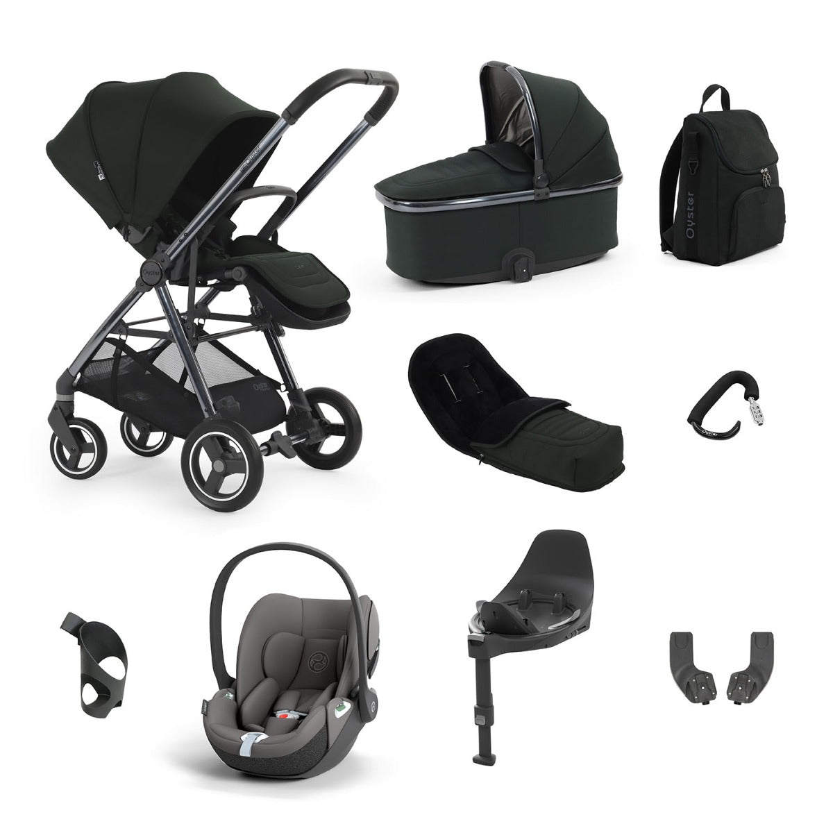 BabyStyle Oyster Gravity+ 9 Piece Cybex Cloud T Bundle - Black Olive 38