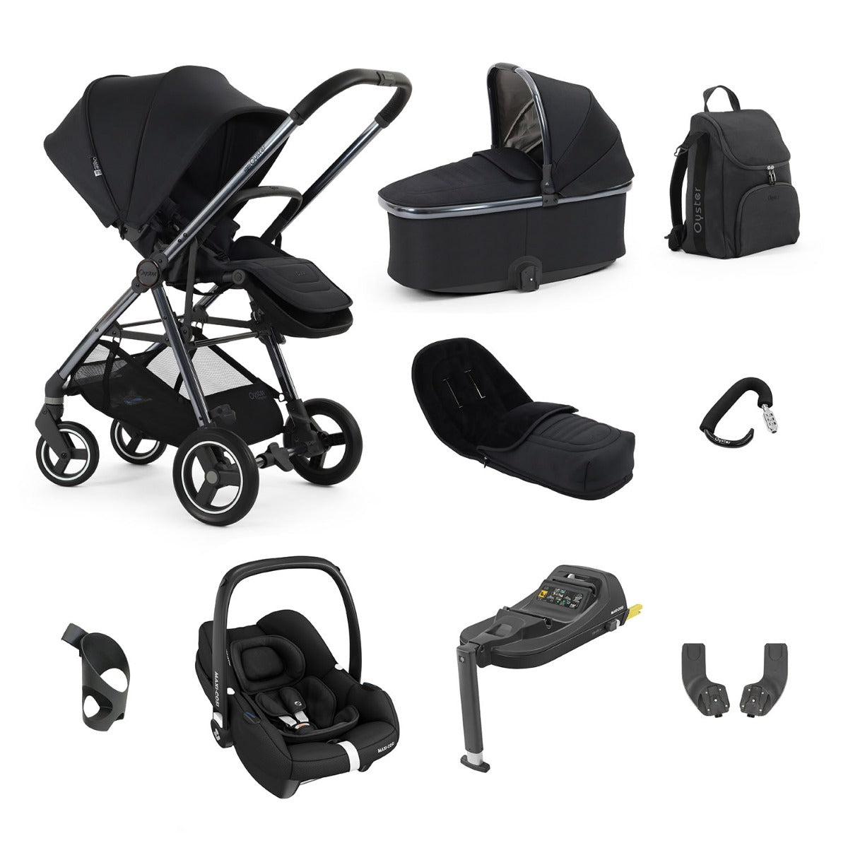 BabyStyle Oyster Gravity+ 9 Piece Maxi-Cosi Cabriofix iSize Bundle - Carbonite 1