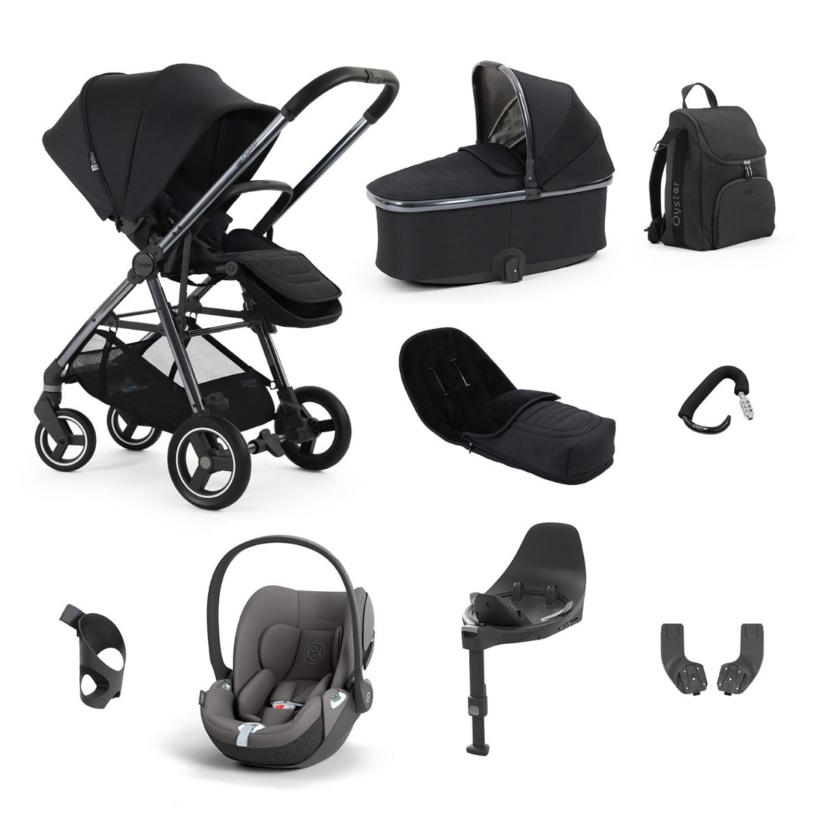 BabyStyle Oyster Gravity+ 9 Piece Cybex Cloud T Bundle - Carbonite 12