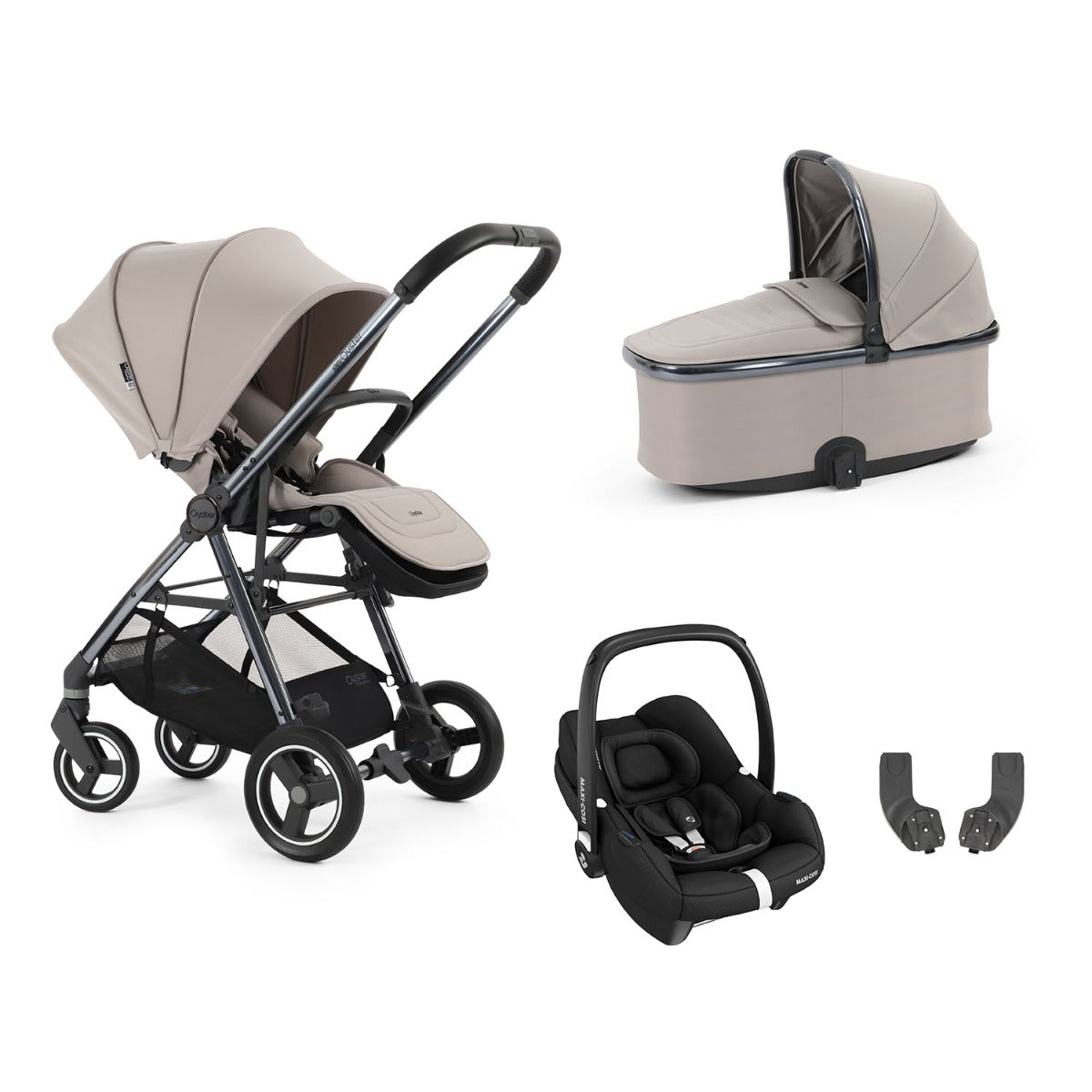 BabyStyle Oyster Gravity+ 4 Piece Maxi-Cosi Cabriofix iSize Bundle - Stone 1
