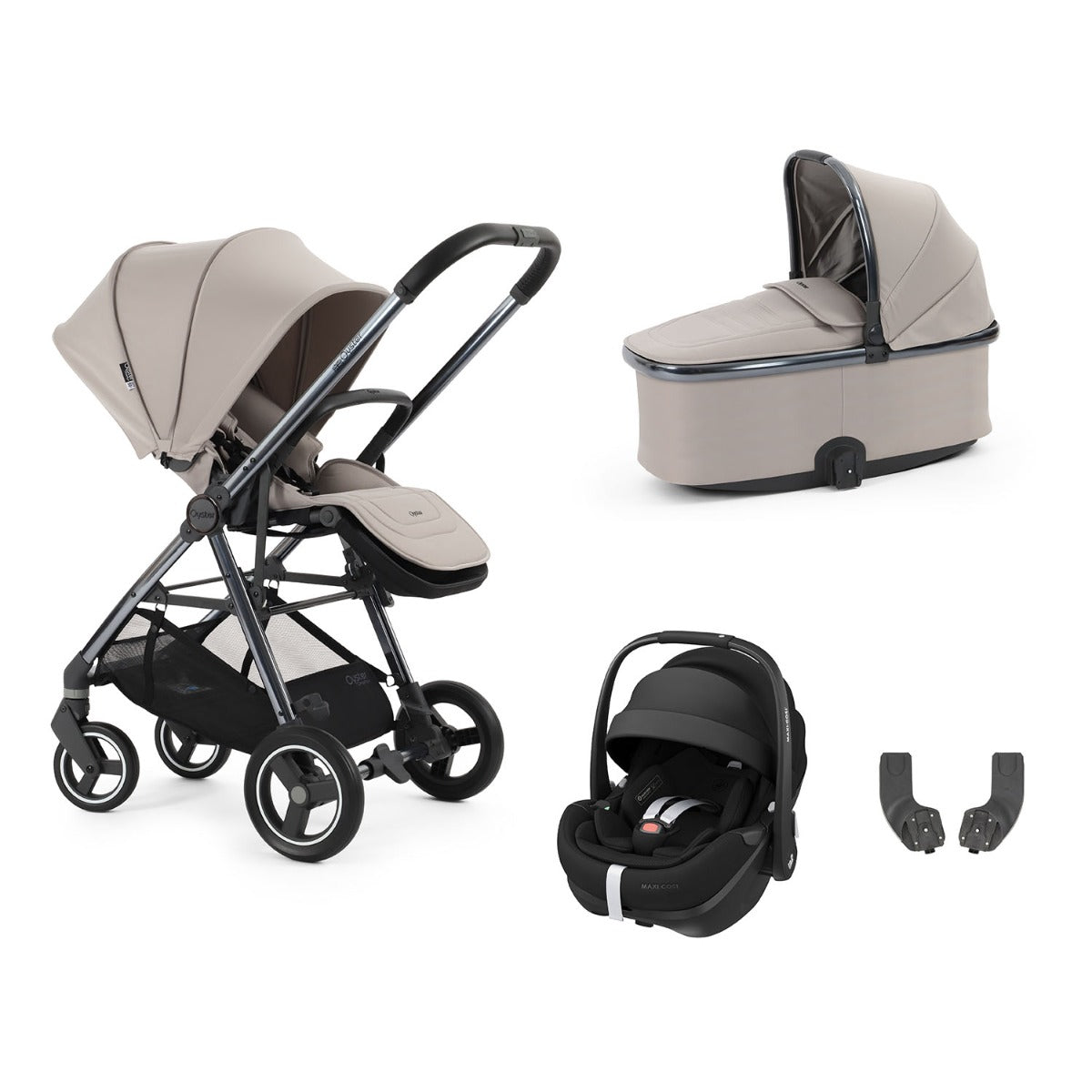 BabyStyle Oyster Gravity+ 4 Piece Maxi-Cosi Pebble 360 Pro2 Bundle - Stone 1