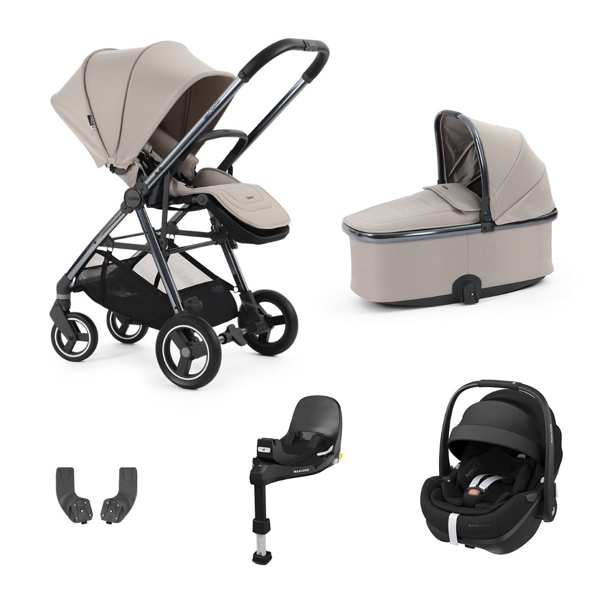 BabyStyle Oyster Gravity+ 5 Piece Maxi-Cosi Pebble 360 Pro2 Bundle - Stone 1