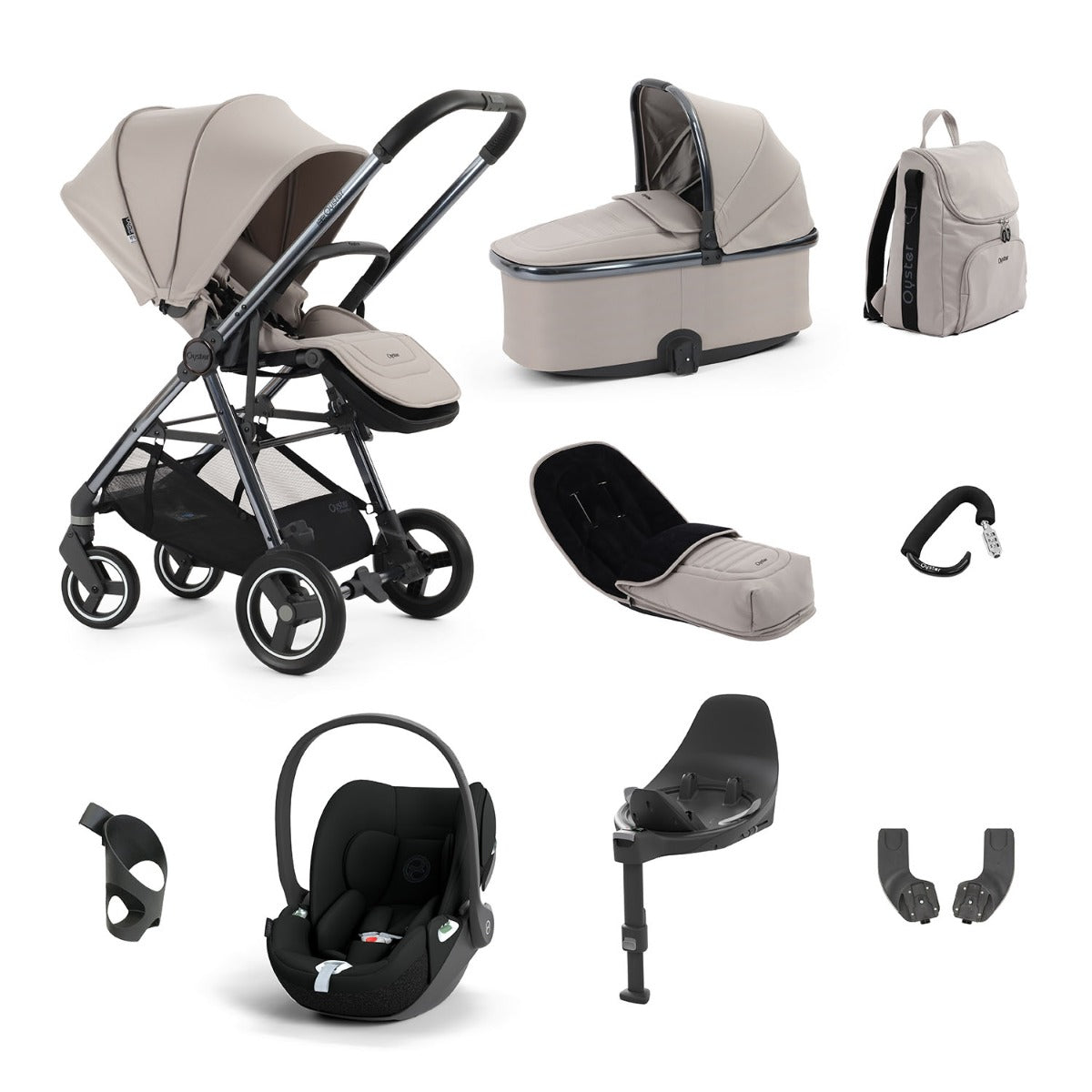 BabyStyle Oyster Gravity+ 9 Piece Cybex Cloud T Bundle - Stone 1
