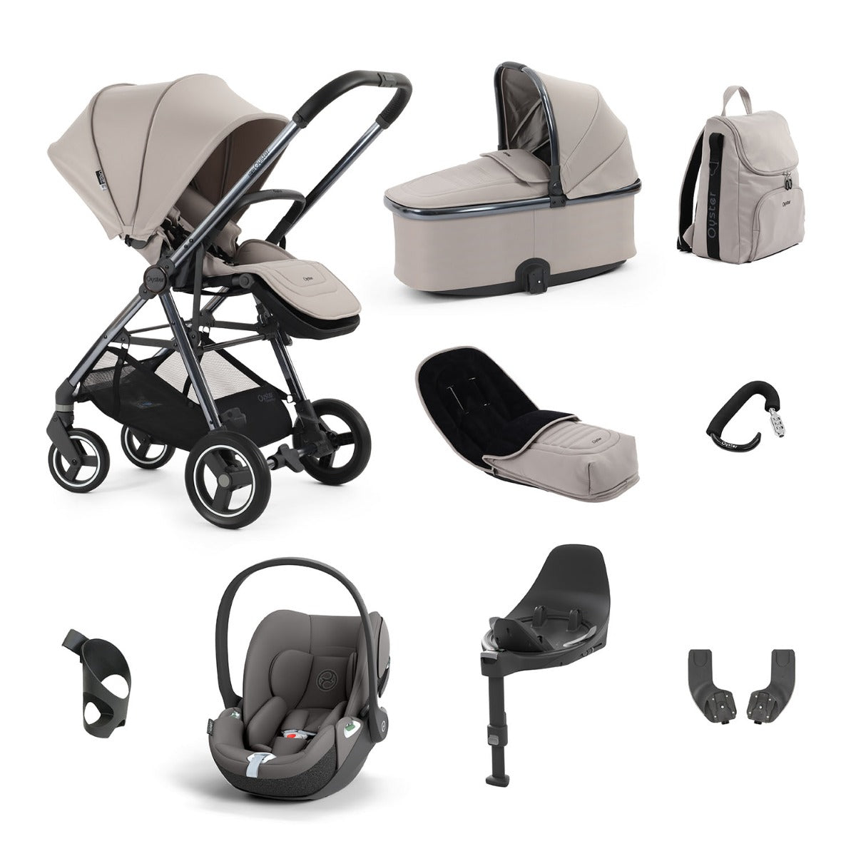 BabyStyle Oyster Gravity+ 9 Piece Cybex Cloud T Bundle - Stone 12