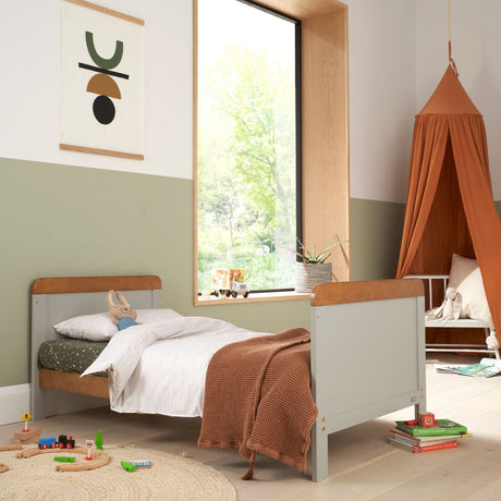 Tutti Bambini Rio Cot Bed with Cot Top Changer & Mattress - Dove Grey/Oak 5