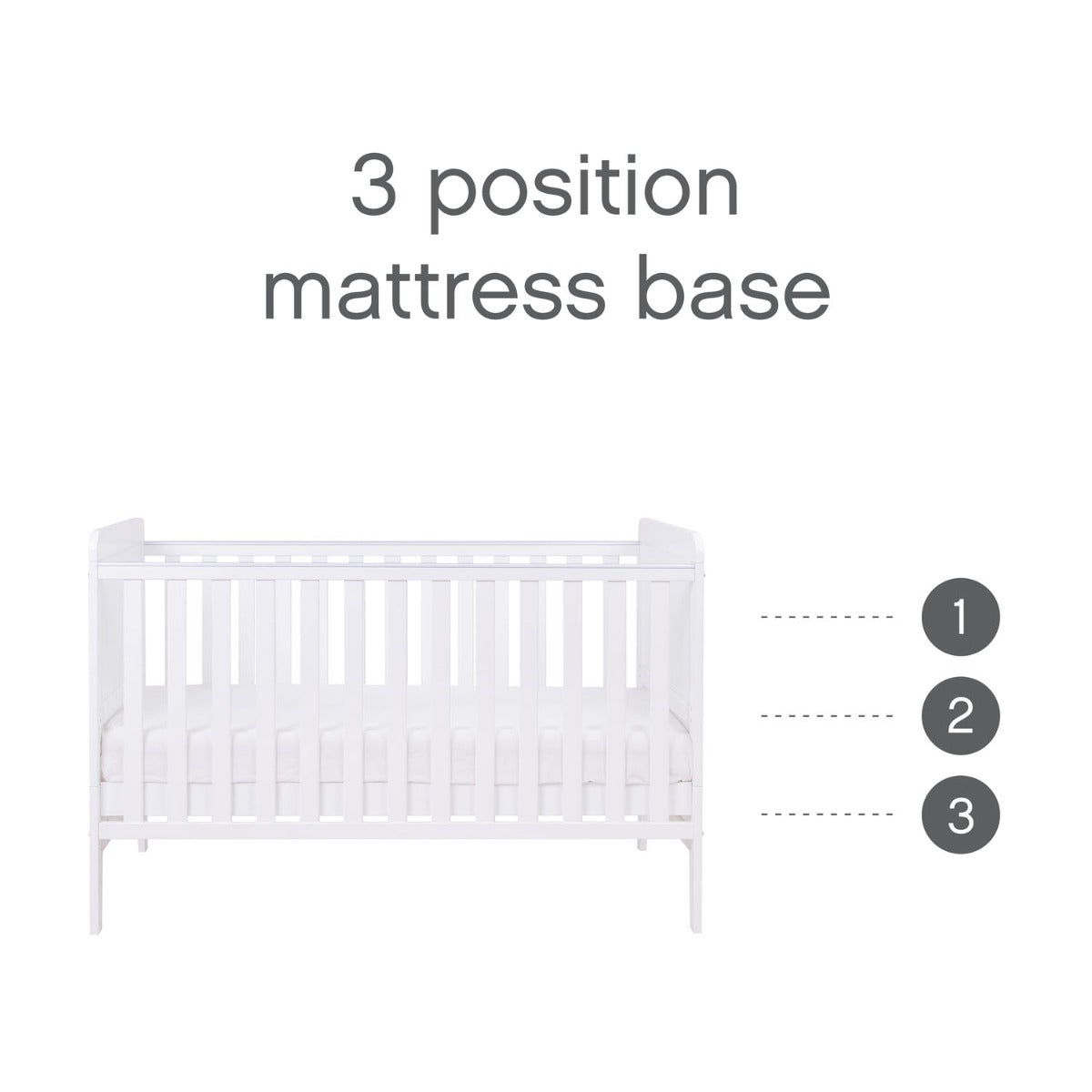 Tutti Bambini Rio Cot Bed with Cot Top Changer & Mattress - White 4