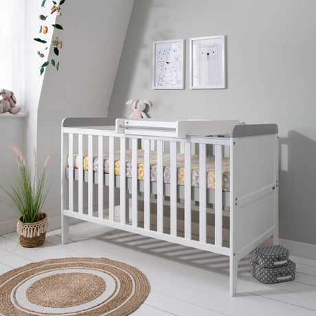 Tutti Bambini Rio Cot Bed with Cot Top Changer & Mattress - White/Dove Grey 4