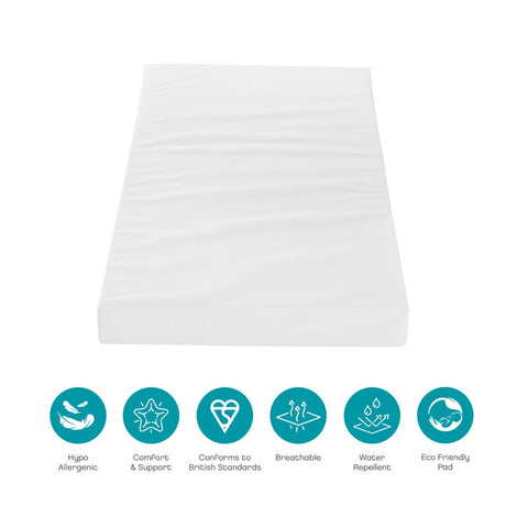 Tutti Bambini Rio Cot Bed with Cot Top Changer & Mattress - White/Dove Grey 10