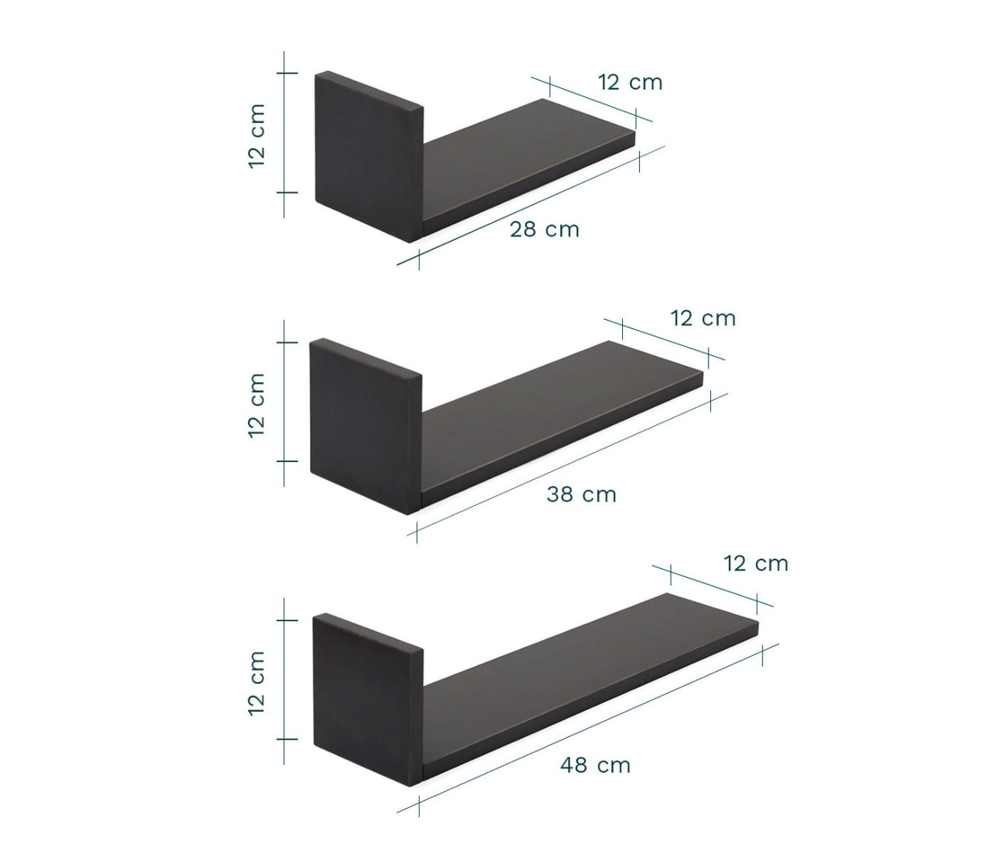 Tutti Bambini Rio Set of Three L-Shaped Wall Shelves - Slate Grey 6