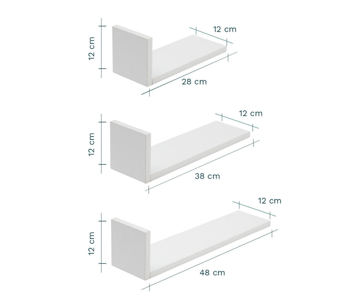 Tutti Bambini Rio Set of Three L-Shaped Wall Shelves - White 6