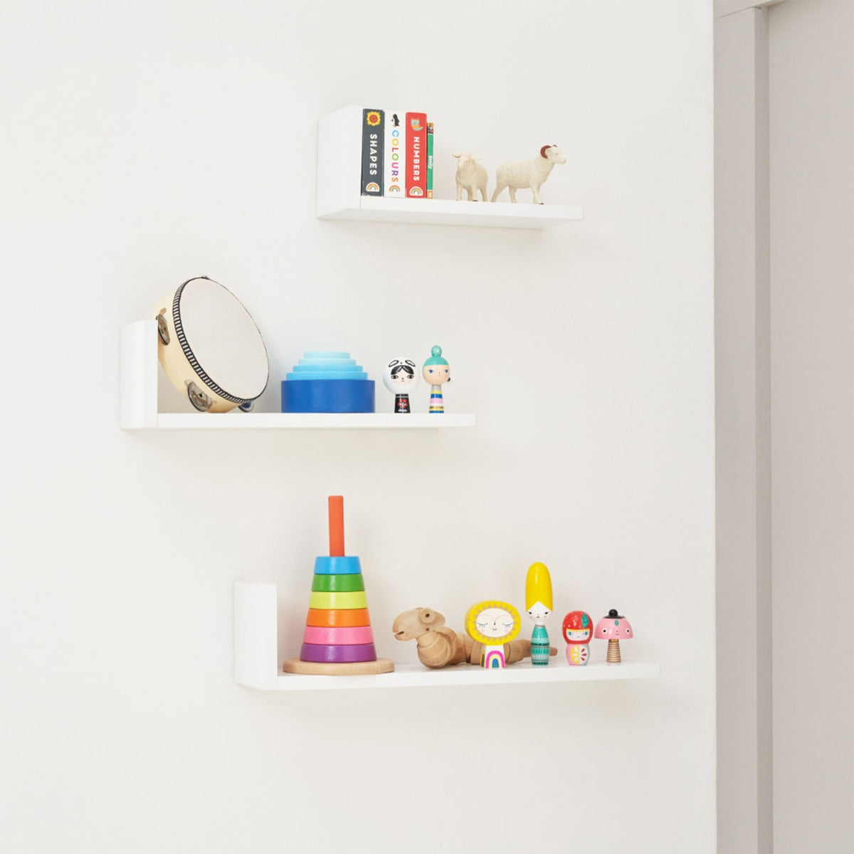 Tutti Bambini Rio Set of Three L-Shaped Wall Shelves - White 1