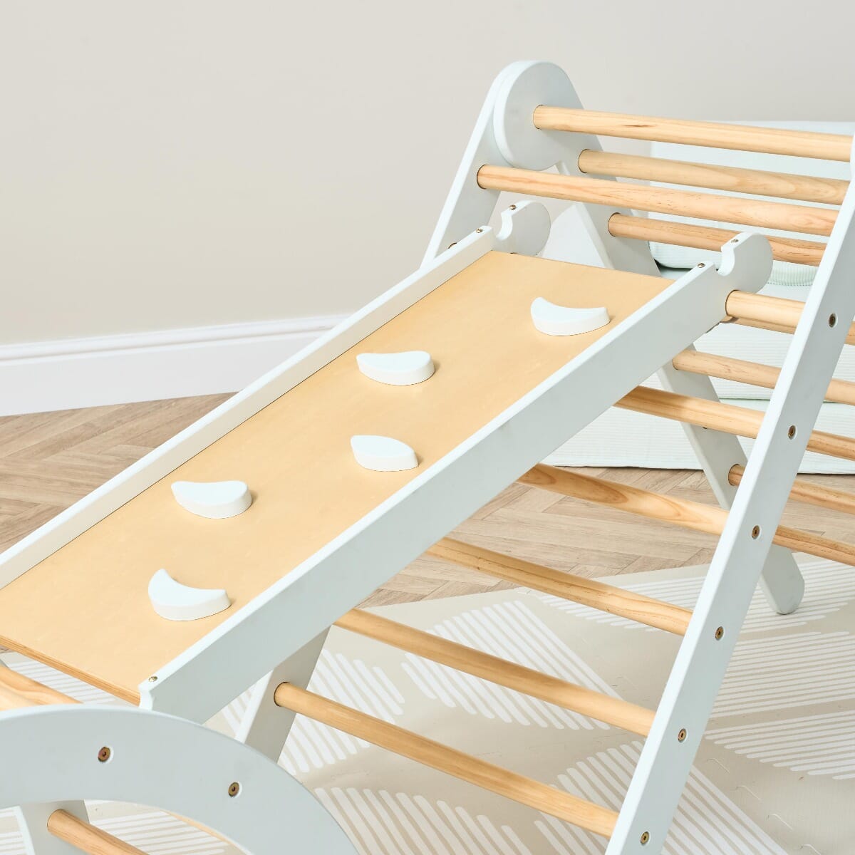 Tutti Bambini Scala Montessori 3 in 1 Pikler Climbing Frame with Climbing Wall - Sea Mist