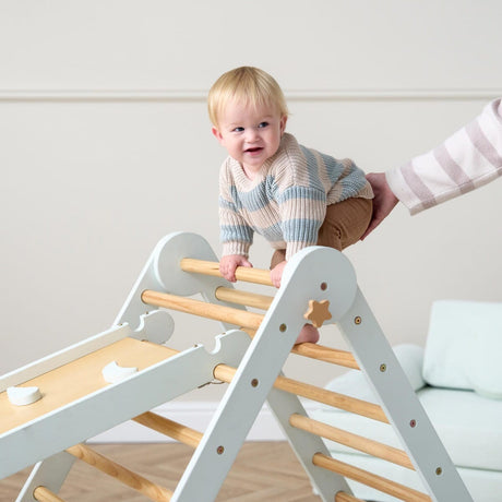 Tutti Bambini Scala Montessori 3 in 1 Pikler Climbing Frame with Climbing Wall - Sea Mist
