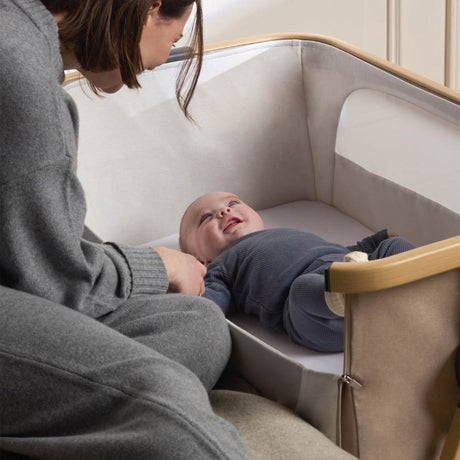 Silver Cross Lunar Bedside Crib - Oatmeal 2