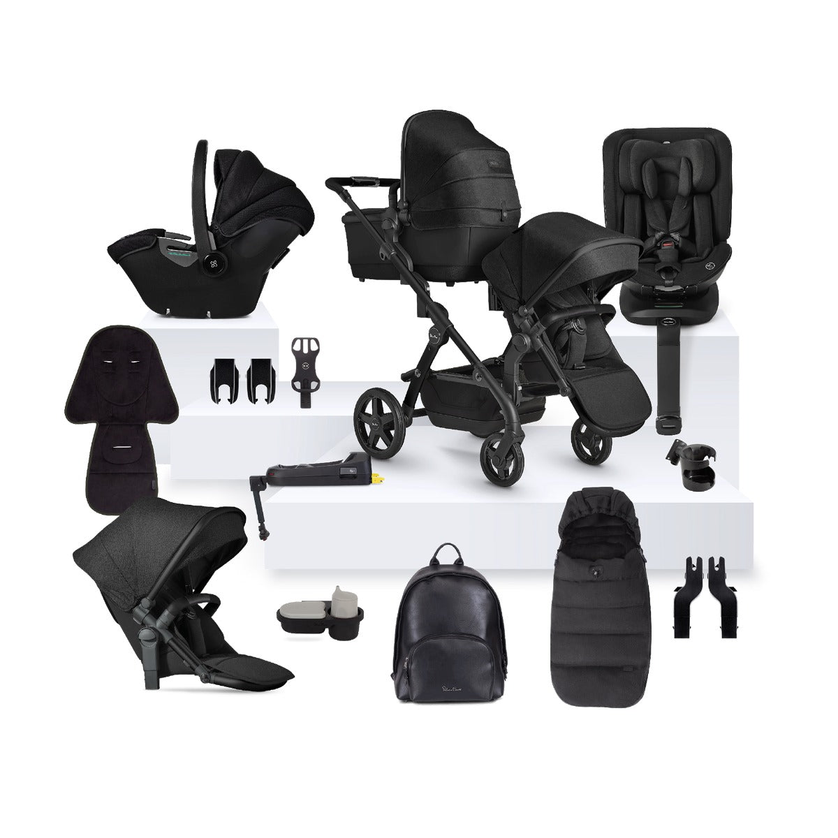 Silver Cross Wave 3 Pram & Pushchair + Ultimate Pack + Motion All Size - Onyx 1