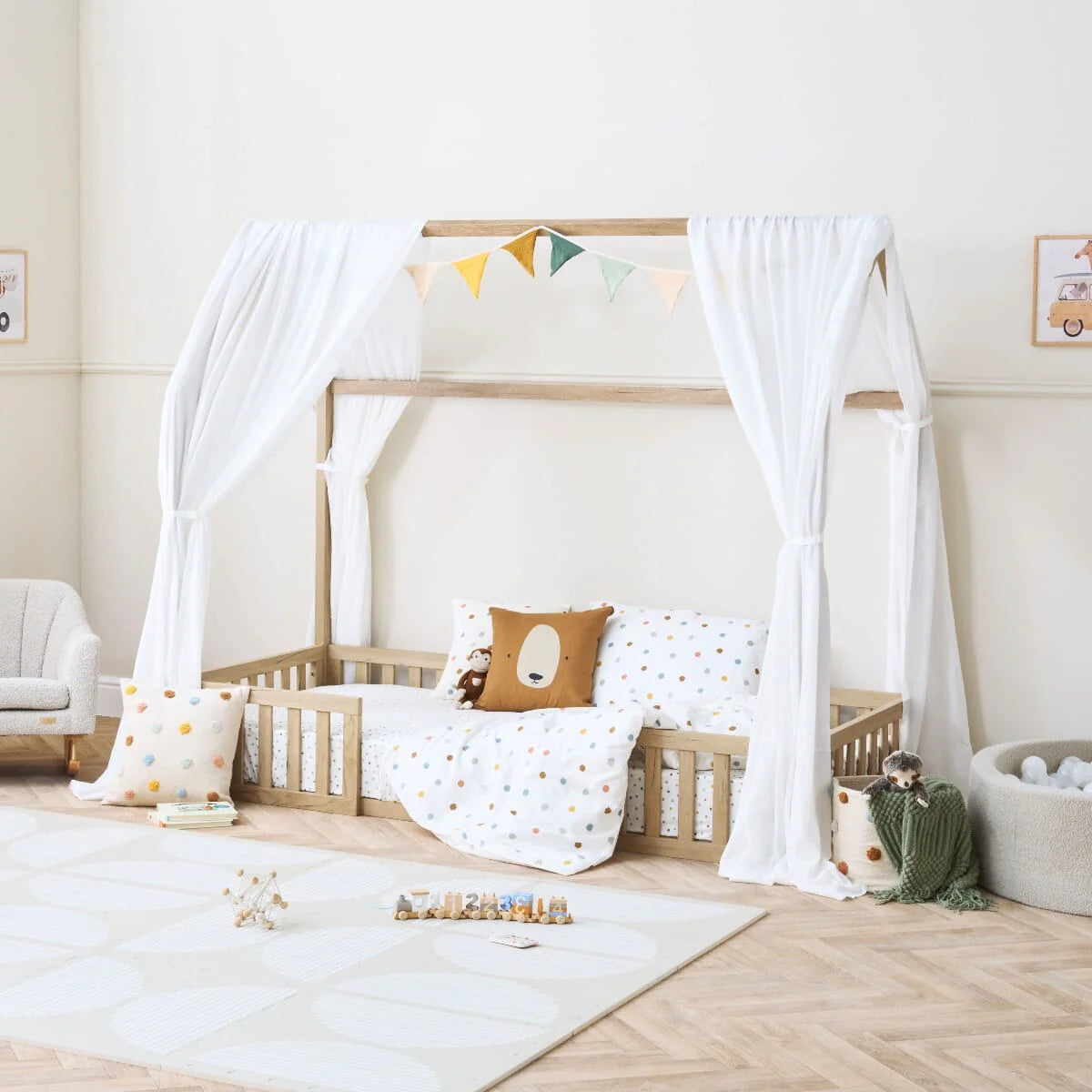 Tutti Bambini Casa Grande Montessori House Floor Bed - Harvest Oak