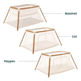 Tutti Bambini CoZee Go 3-in-1 Bassinet, Travel Cot & Playpen - Scandinavian Walnut/Ecru 7