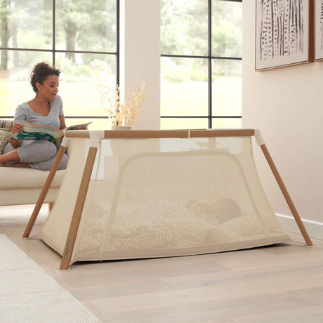 Tutti Bambini CoZee Go 3-in-1 Bassinet, Travel Cot & Playpen - Scandinavian Walnut/Ecru 9