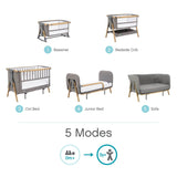 Tutti Bambini CoZee XL Bedside Crib and Cot - Oak/Charcoal 7