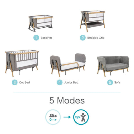 Tutti Bambini CoZee XL Bedside Crib and Cot - Oak/Charcoal 7