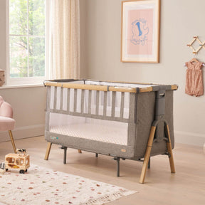 Tutti Bambini CoZee XL Bedside Crib and Cot - Oak/Charcoal 1