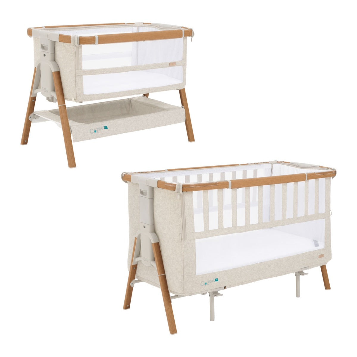 Tutti Bambini CoZee XL Bedside Crib and Cot - Scandinavian Walnut/Ecru 2