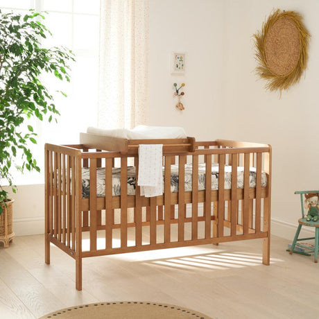 Tutti Bambini Malmo Cot Bed, Cot Top Changer and Mattress Bundle - Oak 1