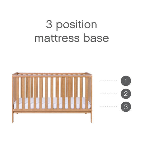 Tutti Bambini Malmo Cot Bed, Cot Top Changer and Mattress Bundle - Oak 23