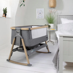 Tutti Bambini CoZee Air Bedside Crib - Oak and Charcoal 1