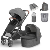 UPPAbaby Cruz V3 Pushchair, Carrycot & Accessory Bundle - Greyson