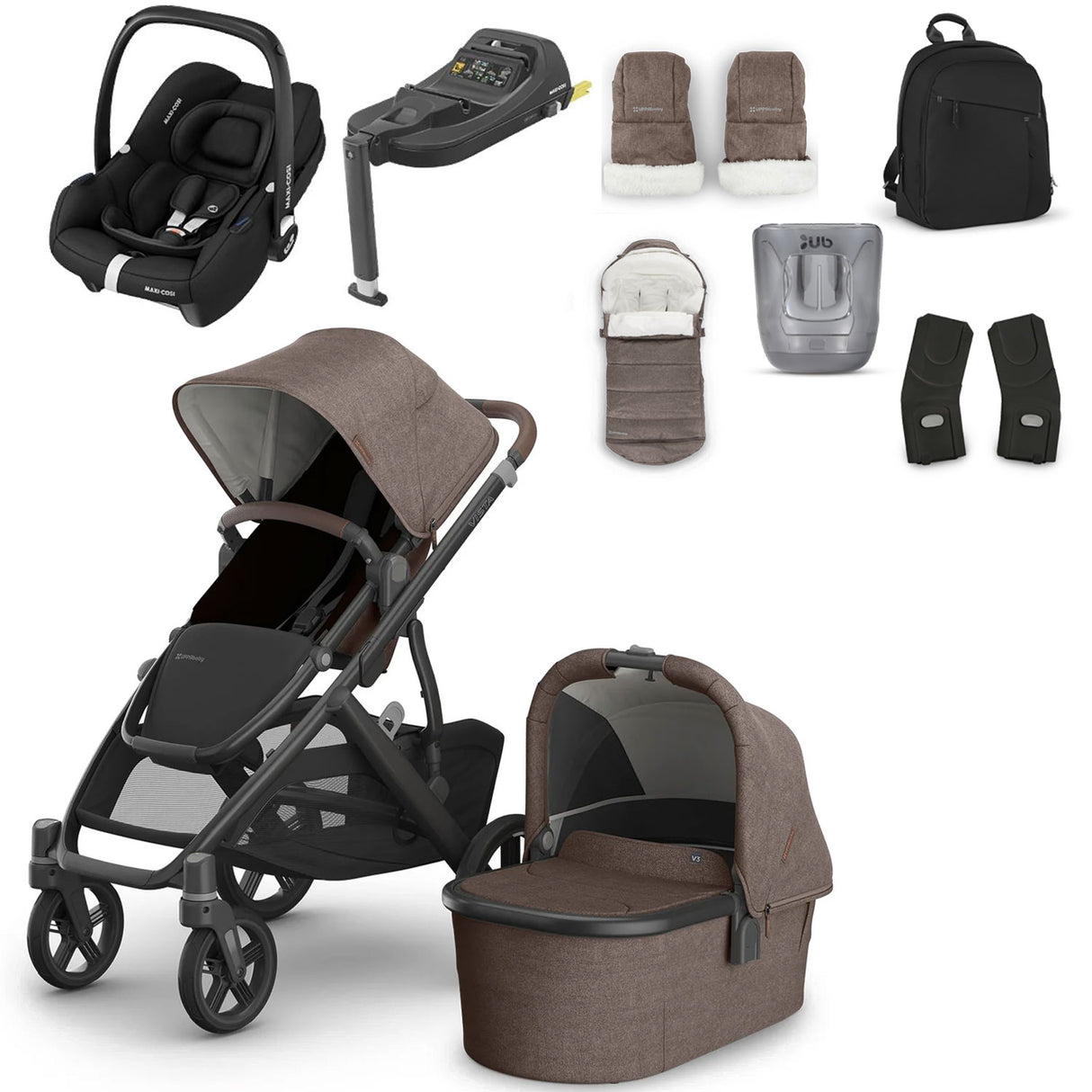 UPPAbaby VISTA V3 Luxury Maxi-Cosi Cabriofix i-Size Travel System Bundle - Owen