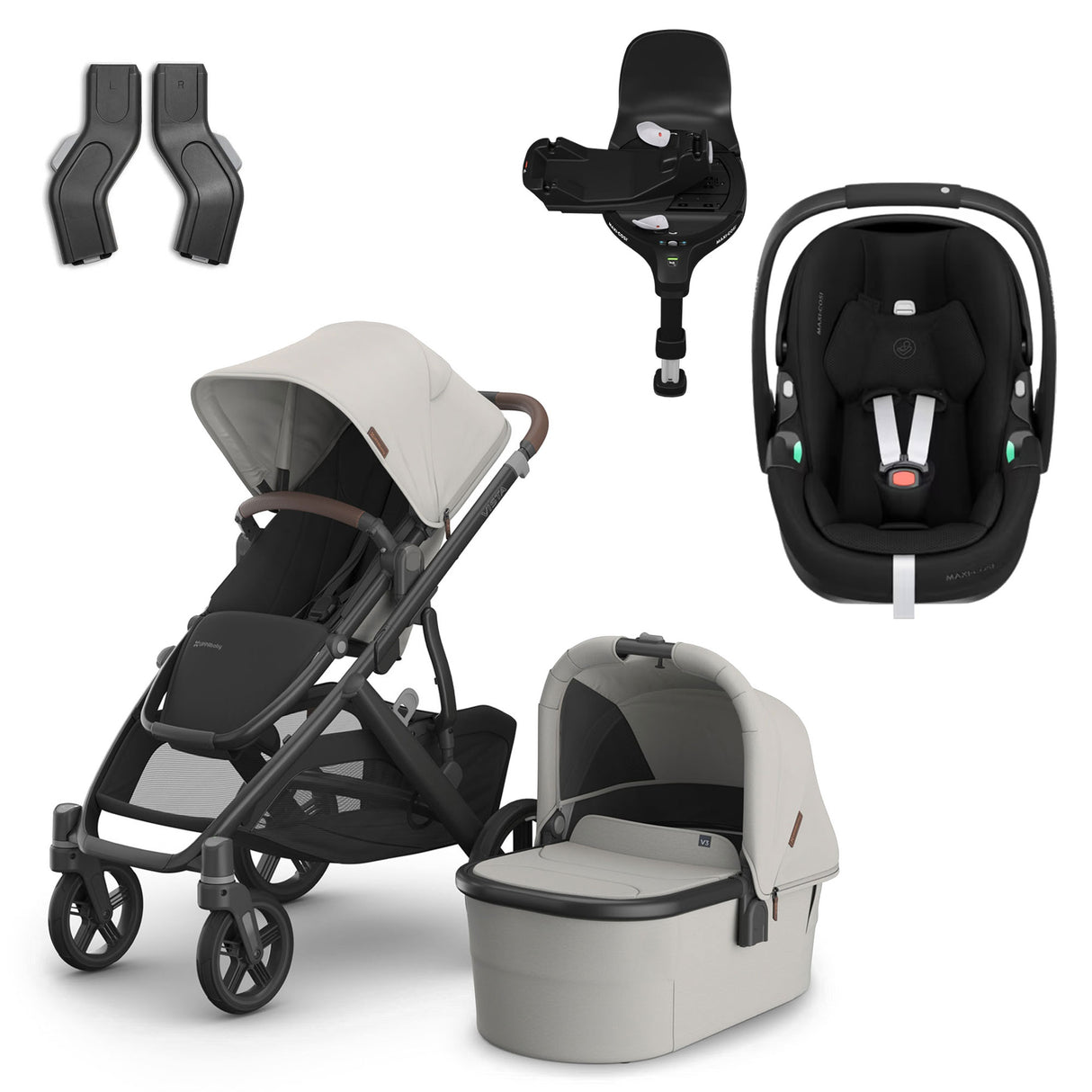 UPPAbaby VISTA V3 + Maxi-Cosi Pebble 360 Pro2 i-Size Travel System Bundle - Savannah