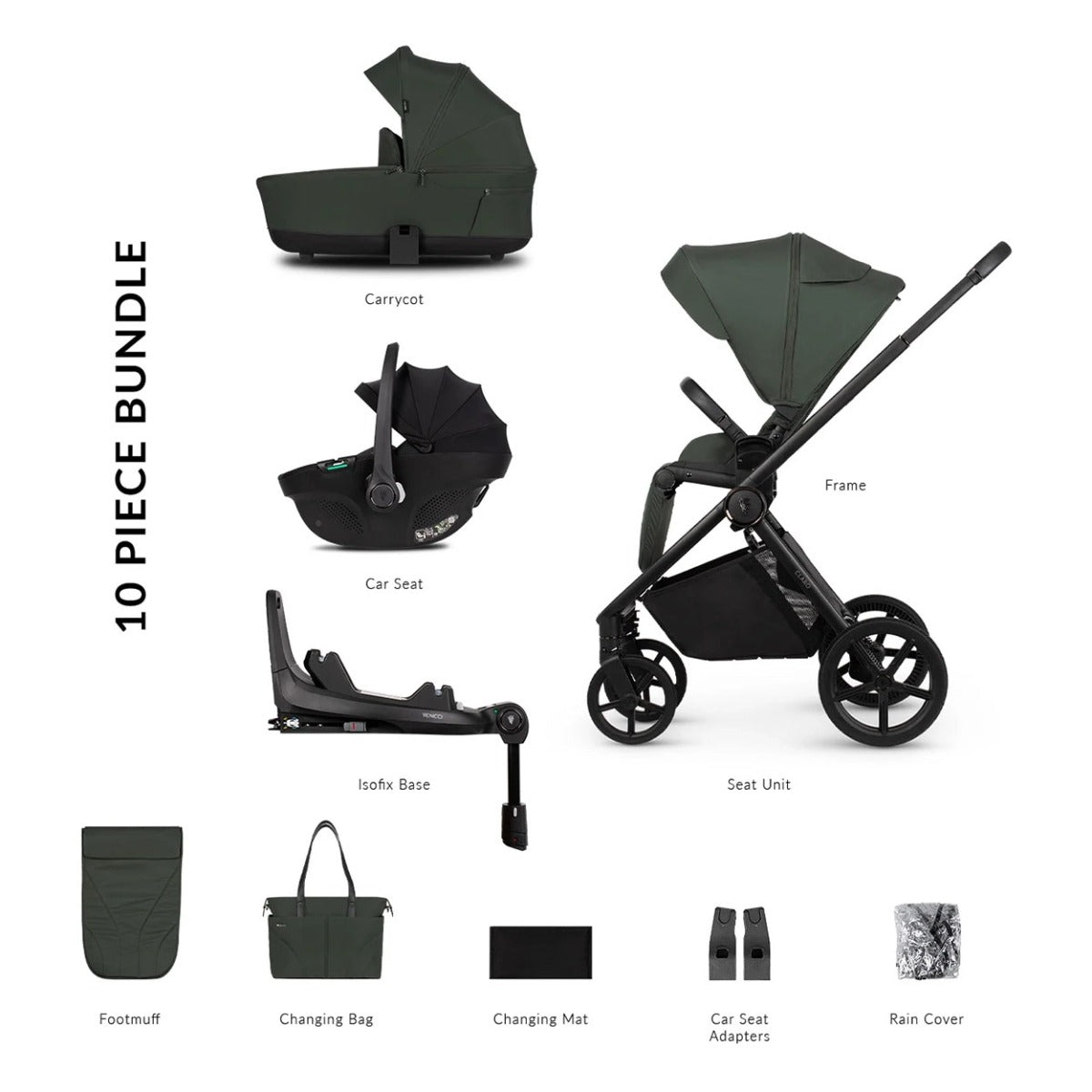Venicci Claro Complete Travel System Bundle + 360 Isofix Base - Forest 1