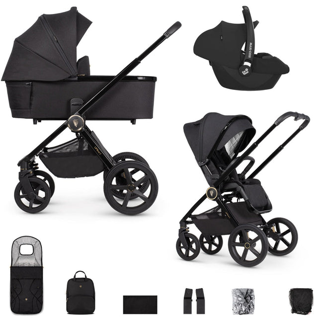 Venicci Upline 2 3-in-1 Maxi-Cosi Cabriofix iSize Travel System Bundle - All Black 1