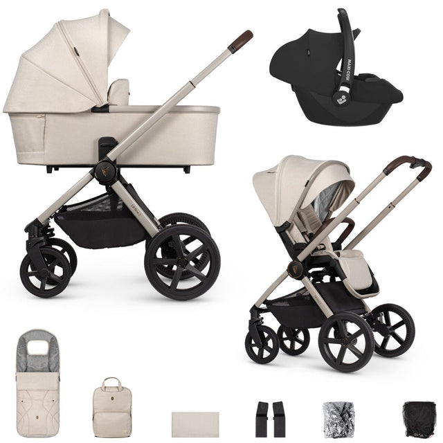 Venicci Upline 2 3-in-1 Maxi-Cosi Cabriofix iSize Travel System Bundle - Stone Beige 1