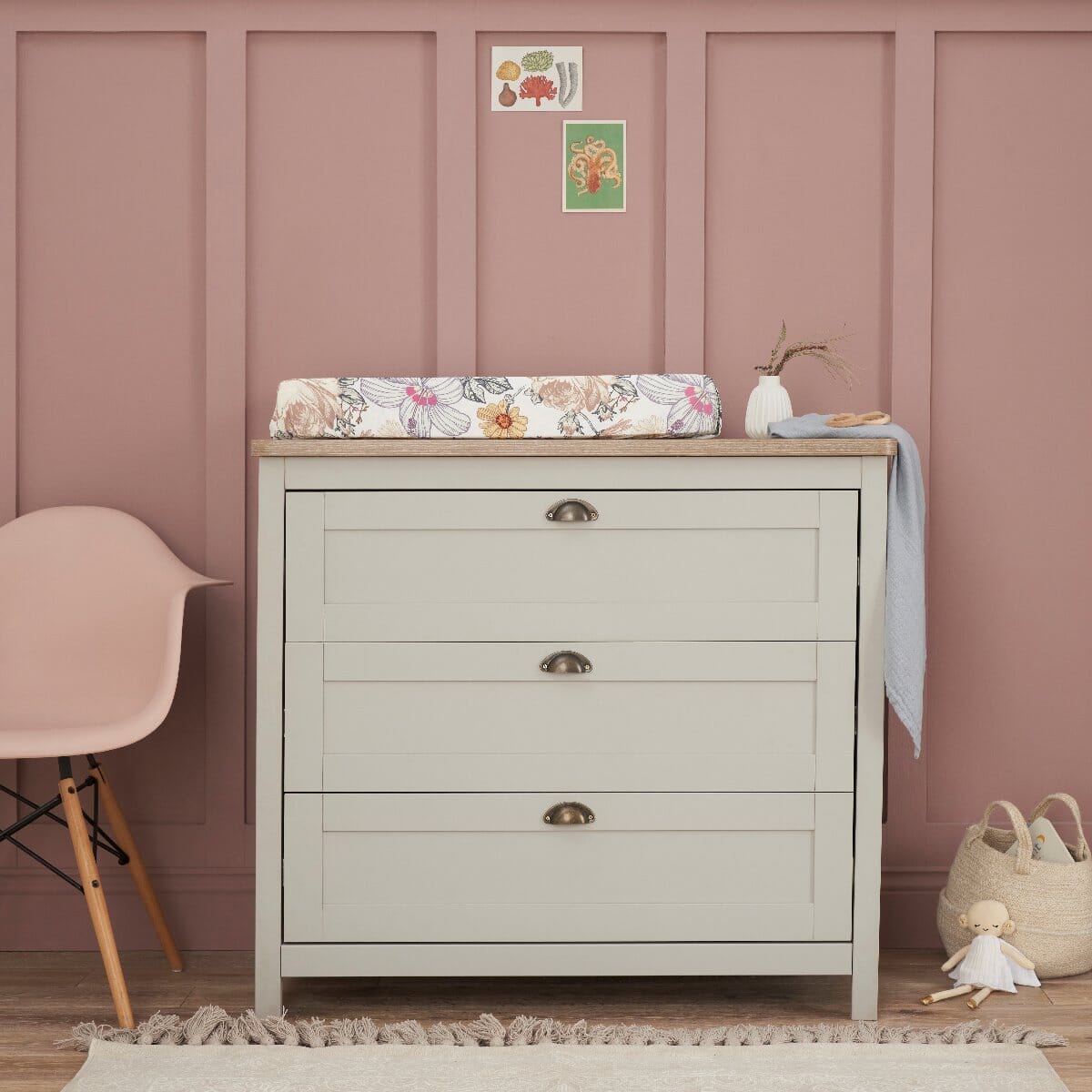 Tutti Bambini Verona Chest Changer - Oak & Dove Grey