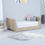 Babymore Luno Cot Bed With Drawer - Oak White