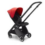 Bugaboo Ant Black Stroller with Neon Red Sun Canopy