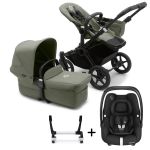 Bugaboo Donkey 5 Mono with Maxi-Cosi Cabriofix iSize Travel System - Black/Forest Green