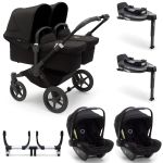 Bugaboo Donkey 5 Twin with Turtle Air Travel System - Black/Midnight Black