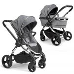 iCandy Peach Pushchair & Carrycot with Maxi-Cosi Cabriofix & Base - Chrome/Light Grey Check