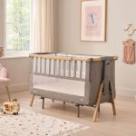 Tutti Bambini CoZee XL Bedside Crib and Cot - Oak/Charcoal