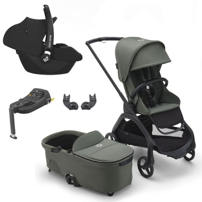 Bugaboo Dragonfly Travel System with Maxi-Cosi Cabriofix i-Size + Isofix Base - Black/Forest Green product image