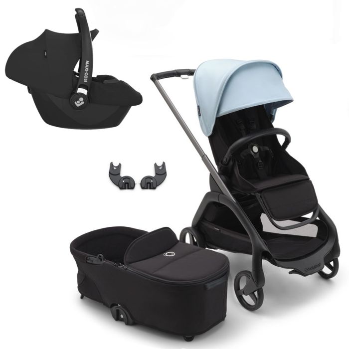 Bugaboo Dragonfly Travel System with Maxi-Cosi Cabriofix i-Size - Graphite/Midnight Black Skyline Blue product image
