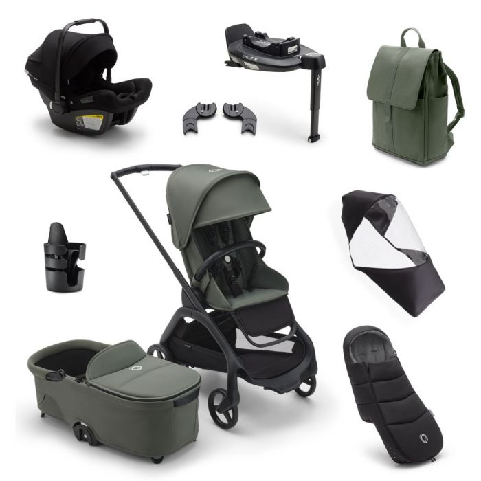 Bugaboo Dragonfly Ultimate Turtle Air 360 Travel System Bundle - Black/Forest Green product image